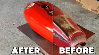 Yamaha RS 100 Gas Tank Repaint (Samurai Paint Signal Red)