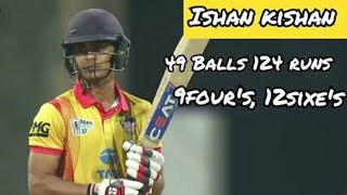 Ishan kishan 124 runs for 49 balls 12 sixe's 9 four's || well played by ishan kishan