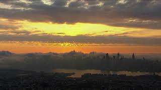 Amazing sunrise over New York City