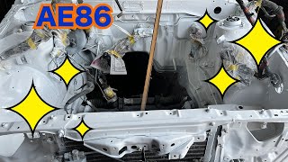 何の巣だ？？ AE86 levin restore エンジンルームをキレイにする！　NO４