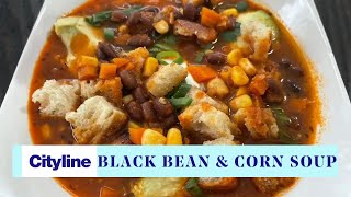 Spicy black bean and corn soup