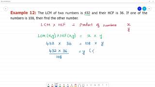 6 TN Maths Term II 1. Numbers Example 12:The LCM of two numbers is 432 and their HCF is 36.