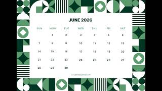 June 2026 Calendar | Printable A4 & US Letter | Portrait & Landscape | Free PDF Download | June 2026