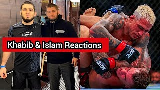 Khabib Nurmagomedov&Islam Makhachev and MMA Fighters Reactions to charles oliveira winning vs Dustin