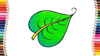 Peepal Leaf Drawing || How to Draw Peepal Leaf Step By Step || Easy Leaf Drawing Colour...