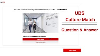 UBS Culture Match Assessment 2024 |  Graduate Trainee | Assessments