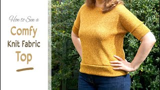 How to Sew: an Easy T-shirt Top from Knit Fabric | Sweatshirt DIY | Make Your Own Sewing Pattern