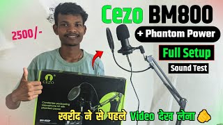 Cezo Bm 800 Condenser Microphone Full Set With Phantom Power Unboxing \u0026 review | sound quality