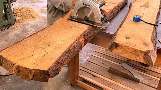 Amazing Ingenious Techniques & Skills Curved Woodworking // Building Giant Table Monolithic Hardwood
