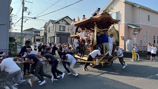 令和6年9月8日岸和田だんじり祭り第一回試験曳き　待機場所への移動曳行