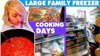 LARGE FAMILY FREEZER COOKING Day One | Freezer Meatballs, Mashed Potatoes, Baked Spaghetti, +More!