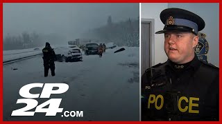 Ont. police say one person dead after Hwy. 11 pileup in Orillia