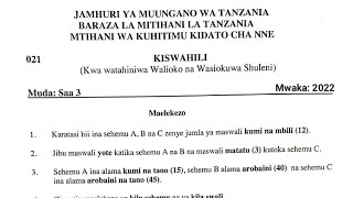 Mtihani wa Kiswahili, Form 4 Necta (possible Questions) (Utabiri wa maswali) Necta 2022 Kidato Cha 4