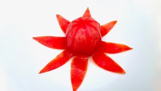 How to Make a Sun or a Flower with a Tomato / Fruit & Vegetable Carving, Garnish