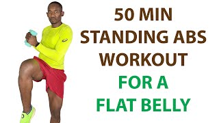 50 Minute Standing Abs Workout For Flat Belly with Dumbbells 🔥Burn 400 Calories🔥