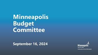 September 16, 2024 Budget Committee