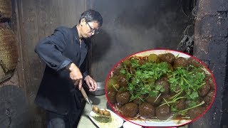 幺妈烧1盘牛肉丸子,用自己做的豆芽垫底,看起来就有食欲【农村幺妈】