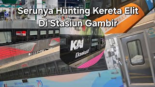 Ramainya Aktivitas Kereta api KRL & KAJJ di Stasiun Gambir