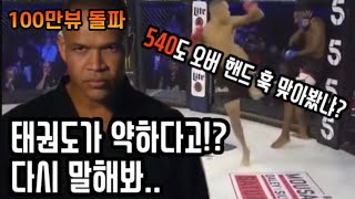 MMA 경기에서 540도 오버핸드 훅으로 KO시키는 미국형님의 지리는 PRO 태권도 경기 (RAYMOND DANIELS)