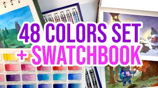 Supervision Watercolors 48 Tubes Set + Lightwish Cotton Swatchbook! - Review 🎨