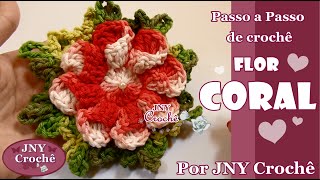 Flor de crochê | Coral - JNY Crochê