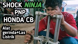 CARA SIMPEL PNP SHOCK NINJA KE HONDA CB MENGGUNAKAN GERINDA+LAS LISTRIK