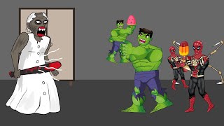 Granny vs Spiderman, Hulk, ICE CREAM Funny Animations P2 - Drawing Cartoon 2 - Pikachu Gaming