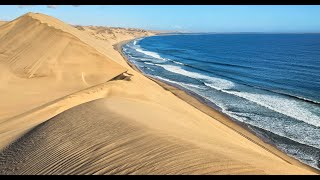 Driving from Walvis Bay to Sandwich Harbour, Namibia.