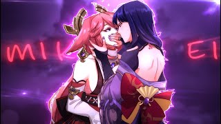 Yae Miko x Raiden Shogun//Edit//Genshin impact//Yuri