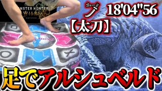 【足モンハン】太刀でも完全足操作でアルシュベルド狩猟！太刀 18'04 誘導無し【モンハンワイルズOBT2】#足モンハン