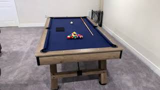 American Legend Brookdale 90” Billiard Table with Rustic Wood Finish and Navy Blue Cloth