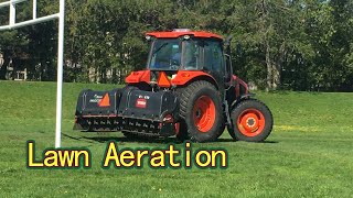 041 【Lawn Aeration】你见过大型打孔机给草坪打孔透气吗？ 它能养护足球场般的大草坪。效率高，效果好。Big machine aerate big lawn。