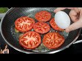 3 eggs with 1 tomato! Quick breakfast in 5 minutes. Simple and delicious recipe. ASMR