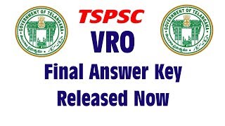 TSPSC VRO Answer Key 2018 (official) Released || TSPSC VRO Final Key 2018