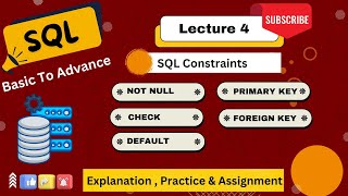 Lecture - 4|| SQL Constraints || Not null , Check , Default , Primary key , Unique key || DSA & Tech