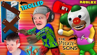 ROBLOX PIGGY-SONS TROLL! Krusty the Clown @ my School (FGTeeV SIMPSONS Escape Game)