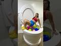 I FELL into the Worlds Largest Toilet Giant Surprise Egg Balloon Pool with Big Splash #shorts