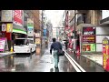 【4k hdr】cold winter rainy snow in japan yokohama walk