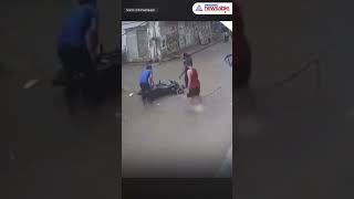 Delhi Viral Incident: Bikers Trapped by Hidden Rope, Crash Amid Heavy Rain