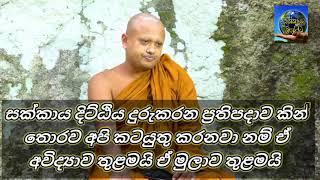 සක්කාය දිට්ඨිය දුරු කිරීමේ ප්‍රතිපදාව කින් තොරව අපි කටයුතු කරනවා නම් ඒ අවිද්‍යාව තුළමයි මුලාව තුළමයි