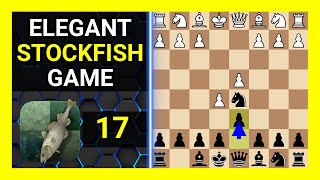 Elegant Stockfish 17 Chess Game, Alekhine Defense, Normal Variation