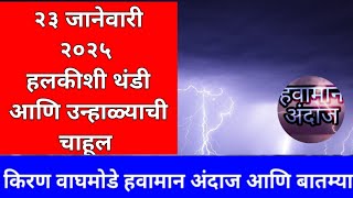 २२ जानेवारी २०२५ उन्हाळ्याची चाहूल थंडीत चढउतार हवामान अंदाज आणि बातम्या