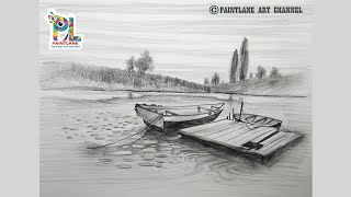 Drawing and shading simple Scenery art || Pencil sketching tutorial