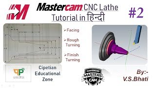 Mastercam Lathe Tutorial - Facing || Rough Turning || Finish Turning || Mastercam in Hindi Tutorials