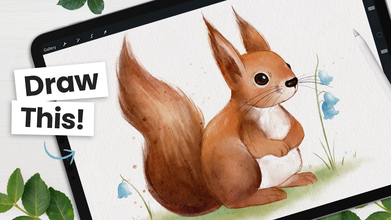 How To Draw A Cute Watercolor Squirrel 🐿️ Easy And Fun! - YouTube