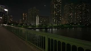 Tokyo Monzen-nakacho  station ⇒ Tsukishima station  Night walk around【4K HDR 60p】