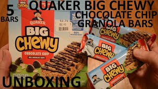 Unboxing Quaker Big Chewy Chocolate Chip Granola Bars 5 Bar Box