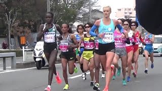 2017 大阪国際女子マラソン 7km地点 加藤岬・竹中理沙選手ら先頭通過