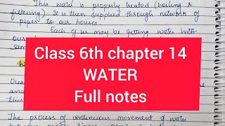 Class 6th science chapter 14 Water full notes