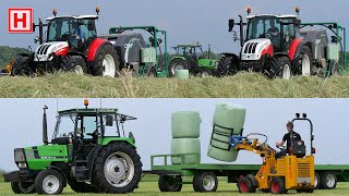 Baling and collecting hay bales | Balen persen | 2x Steyr + Criap | Van der Wolde